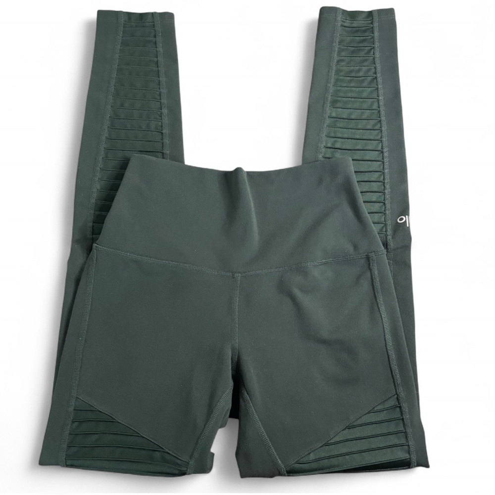 Alo Yoga High Waist Moto Leggings – Size XS – Dark Olive Green - Picture 1 of 5